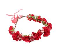 Housoutil Wedding Wreath Headband for Bride Red Cloth Garland Headpiece with Delicate Design Comfortable to Wear and Convenient to Carry, Hair Accessories for Wedding and Parties