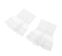 Housoutil White Chiffon Lace Wrist Bracelet Cuffs for Blouse Sleeve and Sweaters, Decorative and Easy to Sew, for Victorian Costume and Cosplay