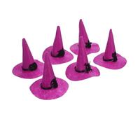 Housoutil Witch Hats Set Reusable and Resistant to Fading 6pcs Felt Classic Halloween Elements Mini Wizard Caps for Halloween Party and Crafting for Festival Party Fancy Dress
