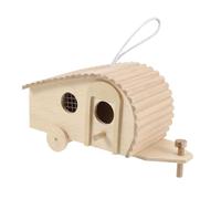 Housoutil Wooden Bird Nesting Box Bird Feeder Small Hanging Birdhouse Natural Wood Feeding Station for Garden and Yard Decoration