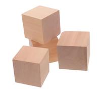 Housoutil Wooden Cubes 6Cm Unfinished Wood Blocks 4 Pcs for Educational Building and Craft Projects