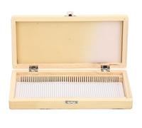 Housoutil Wooden Microscope Slide Box 50pcs Biological Specimen Storage Case with Sliding Cover, Laboratory Glass Slide Container for Pathology and Petrographic Use