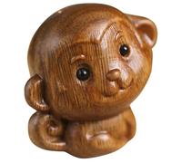 Housoutil Wooden Monkey Keychain Pendant Small Hand-Carved Green Sandalwood Monkey Statue Decor DIY Animal Ornament for Desktop and Keyring Accessories