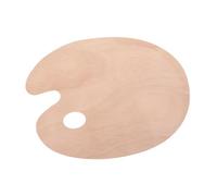 Housoutil Wooden Painting Palette Thick Linden Wood Oval Acrylic Paint Tray with Thumb Color Mixer for Artists and Beginners Practical Handheld Oil Paint Mixing Pallet
