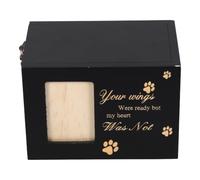 Housoutil Wooden Pet Memorial Urn with Sliding Lid and Photo Frame, Decorative Urns for Pets, Black Keepsake Box for Cat and Dog Ashes, Elegant Home Décor for Remembrance