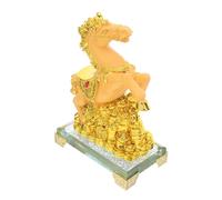 Housoutil Year of Horse Resin Statue Golden Wealth Figurine for Home Office Decor Standing Horse Ornament for Tabletop Decorative Decoration and Feng Shui Collection