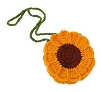 Housoutil Yellow Sunflower Crochet Crossbody Bag for Women Handmade Yarn Purse with Practical Compartments and Efficient Storage Solution, Vintage Chic Shoulder Bag for Daily Use