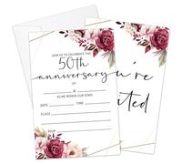 HOUSPEAK 25 Sets 50th Anniversary Invitation Wedding Invitation with Envelopes, Floral Blank Invites Cards for Wedding Anniversary, Celebration Invites for Mr & Mrs -06