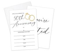 HOUSPEAK 25 Sets 50th Anniversary Invitation Wedding Invitation with Envelopes, Ring Blank Invites Cards for Wedding Anniversary, Celebration Invites for Mr & Mrs -10
