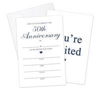HOUSPEAK 25 Sets 50th Anniversary Invitation Wedding Invitation with Envelopes, White Blank Invites Cards for Wedding Anniversary, Celebration Invites for Mr & Mrs -08