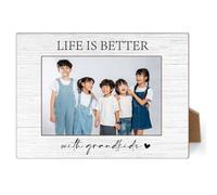 HOUSPEAK Life Is Better With My Grandkids Picture Frame, Grandpa Grandma 4x6 Photo Frame, Grandparents Day Birthday Gifts for Grandparent from Grandkids, Tabletop Picture Frames for Desk Decor-03