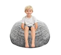 Housse de Pouf Moelleuse (sans Rembourrage) en Fausse Fourrure de Lapin for Enfants et Adultes, canapé Lavable, siège d'angle Doux for Salon(Light Grey,S-D70cm-empty Cover)