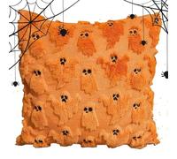 Housses De Coussin Halloween 45 x 45 cm - Motif Fantôme En Plushes Avec Fermeture Éclair Invisible | Décoration Automnale Pour Canapé, Lit, Salon, Cuisine, Chambre, Scène Festive, Fête et Ambiance