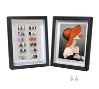 Houstimi Solid Wood Shadow Box Frame 5x7 2 Pack 3d Deep Box Frames for Crafts Black Small Shadow Box Display Case Internal Depth 0.6 inches with Real Glass