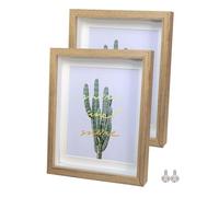 Houstimi Solid Wood Shadow Box Frame 5x7 3D Deep Picture Frames Small Shadow Box Display Case(2 Pack, Original Wood) for Wall Or Tabletop Internal Depth 0.6 inches