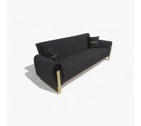 Houston 3-Seater Sofa Bed with Storage - Foam Cushion Click - Sofa with 2 Cushions (Black) Interior Emporium Ltd Black One Size