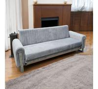 Houston 3-Seater Sofa Bed with Storage - Foam Cushion Click - Sofa with 2 Cushions (Grey) Interior Emporium Ltd Grey One Size