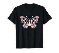 Houston Butterfly - Texas Pastel City Name Word Art T-Shirt