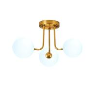 Houston Chandelier Ceiling Lights Living Room, 3 Modern Gold Ceiling Light Flush Light Fittings Ceilings Lampshade for Kitchen, Bed & Dining Room Office Energy Class E