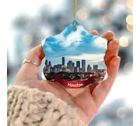 Houston City Landscape Christmas Tree Ornament Architecture Map Building Art Scenic' Keepsake Gift Christmas Tree Decorations Farmhouse Ceramic Double Sided Souvenir for Friends Families