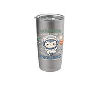 Houston I Have So Many Problems Cute Astronaut Cat Space Stainless Steel Insulated Tumbler