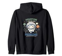 Houston I Have So Many Problems Cute Astronaut Cat Space Zip Hoodie