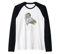 Houston I'll Get There Eventually Sloth Astronaut Raglan Baseball Tee