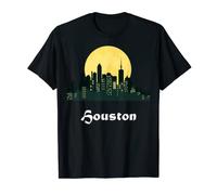 Houston Skyline - Glowing Moon Houston City Night T-Shirt