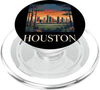 Houston Skyline Texas Retro Vintage Cityscape Art PopSockets PopGrip for MagSafe
