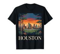 Houston Skyline Texas Retro Vintage Cityscape Art T-Shirt
