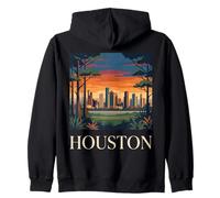 Houston Skyline Texas Retro Vintage Cityscape Art Zip Hoodie
