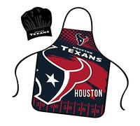 Houston Texans Apron Chef Hat Set Full Color Universal Size Tie Back Grilling Tailgate BBQ Cooking Host, Team Color, One size