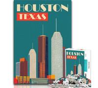Houston Texas Jigsaw Puzzles for Adults Teenagers Jigsaws Puzzle,Challenging Game And Family Play for Is Ideal As A Gift for The Whole Family 38x26cm