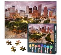 Houston Texas Puzzles for Adults 1000 Pieces, Houston Skyline Jigsaw Puzzles, Texas Downtown at Dusk Adult Puzzle for Adults, Educational Fun Games or Toys for Elders Friends 20X27 INCH