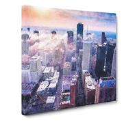Houston Texas Skyline Canvas Print | Gallery Wrapped 30mm Frame Wall Art | 14x14 inches | Ready to Hang | Abstract Cityscape Picture | Living Room Bedroom Lounge Office