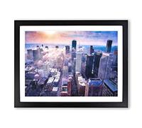 Houston Texas Skyline Painting Modern Art Framed Wall Art Print, Ready to Hang Picture for Living Room Bedroom Home Office Décor, Black A3 (46 x 34 cm)