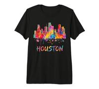 Houston Texas Skyline Watercolor City Art Premium T-Shirt