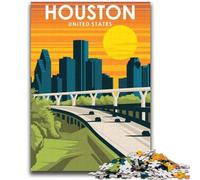 Houston Texas Travel Art Jigsaw Puzzles for Teenagers 1000 Piece Puzzle,family Fun Games Is Ideal As A Gift for The Whole Family (38x52cm)