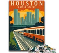 Houston Texas Travel Art Jigsaws Puzzles 1000 Pieces for Teenagers Gifts, Perfect for Game Nights, Colorful Toy for Home Gift 1000pcs(50x75cm)