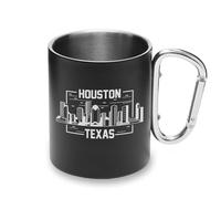 Houston Texas United States Metal Cup Carabiner Handle, Camping Mug