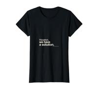 Houston We Have A Solution Funny Quote Value Graphic T-Shirt, Women, Black, S