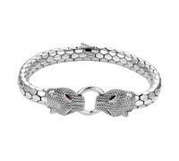 Housunzi Double Leopard Head Men's Bracelets, S925 Sterling Silver Personalized Women's Bracelet, Zircon Snake Pattern Bangle, Jewelry Gifts for Friends, Father,22cm