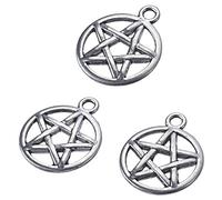 HOUSWEETY 50 Silver Tone Pentagram Charms Pendants 20x17mm-Jewellery Making Findings,DIY Crafts