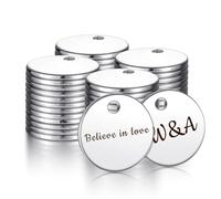 HOUSWEETY 50PCS Bulk Engraved Stainless Steel Round Charms Pendant Custom Stamping Blanks Tags Mini Discs for Bracelet Earring Necklace Chain Charms Jewelry Making