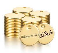HOUSWEETY 50PCS Bulk Engraved Stainless Steel Round Charms Pendant Custom Stamping Blanks Tags Mini Discs for Bracelet Earring Necklace Chain Charms Jewelry Making