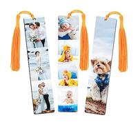 HOUSWEETY Personalized Bookmark, Custom Photo Bookmark Picture Bookmark with Tassel for Women Reader Book Lover Student Teacher(5 Photos, 15×3cm)