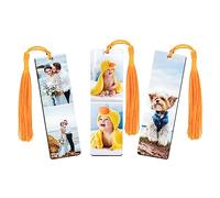 HOUSWEETY Personalized Bookmark, Custom Photo Bookmark Picture Bookmark with Tassel for Women Reader Book Lover Student Teacher(2 Photos, 9.4×3cm)