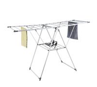 HOUSZY 2-Tier Folding Clothes Drying Rack with 21 Rails - Indoor & Outdoor Aluminium Laundry Airer with Adjustable Winged Arms - Compact Clothes Drying Stand for Sheets, Towels, Garments & Shoes