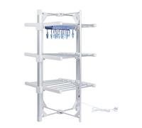 HOUSZY Mini Standard 3-Tier 220W Electric Heated Foldable Clothes Dryer With Rack Cover & Two 6-Peg Hooks
