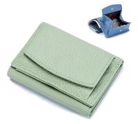 Houtangduty Mini Wallet, Soft Leather Purse for Women, Foldable Short Wallet, Small Trifold Compact Wallet with Coin Pocket, RFID Blocking Credit Card Holder Coin Purses for Girls Woman (Green)
